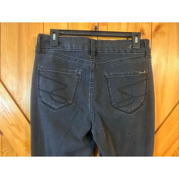 Seven7 Jeans Womens 8 Black Distressed Tummyless High Rise Skinny Stretch (5849) - Picture 6 of 8